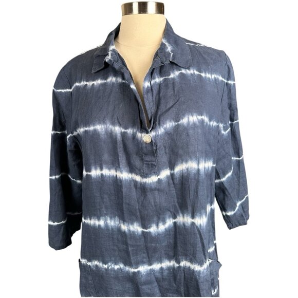 XCVI Top Womens Large L tie-dye lagen look casual artsy artist tunic 100% linen - Picture 7 of 15